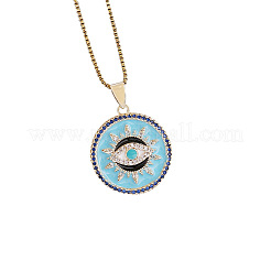 Латунные эмалевые плоские круглые подвески с дурным глазом для женщин&nbsp;FS-WG1D116-01