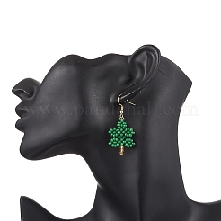 Серьги-подвески из стеклянных бусин ручной работы в форме дерева&nbsp;EJEW-MZ00515