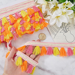 5.47 ярд полиэстеровой кружевной отделки с бахромой в этническом стиле&nbsp;SRIB-CY0001-32A