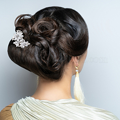 4 шт. заколки для волос из цветочного сплава со стразами для женщин и девочек&nbsp;MRMJ-GF0001-56