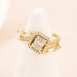 Манжеты из латуни с микро паве кубический цирконий для женщин&nbsp;RJEW-Z113-51G