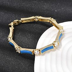 Латунные браслеты-цепочки с микропаве из прозрачных кубических цирконий для женщин&nbsp;BJEW-H639-04G