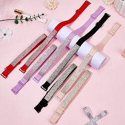 4 пара двухцветных полиэстеровых нескользящих бретелей для бюстгальтера со стразами&nbsp;FIND-CY0001-27