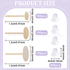 300 шт. фурнитура для сережек-гвоздиков из нержавеющей стали 304&nbsp;STAS-ME0001-34