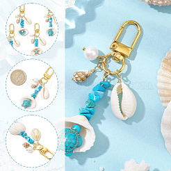 4 шт. 4 стиля синтетических бирюзовых бусин и ракушек подвеска украшения&nbsp;HJEW-SP0001-18
