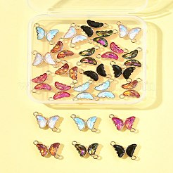 24 шт. 6-х цветные подвески-соединители из сплава стекла&nbsp;FIND-FS0003-51