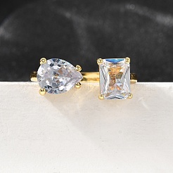 Манжеты из латуни с микро паве кубический цирконий для женщин&nbsp;RJEW-F181-08G-01