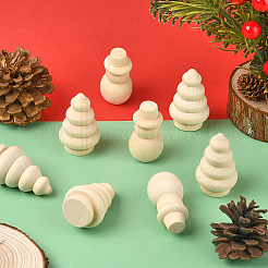 10 шт. 2 стиля рождественских незаконченных деревянных скульптурных украшений&nbsp;DJEW-SP0001-20