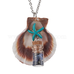 8 шт. 8 стиля ожерелья с подвесками в виде морской звезды из натуральной ракушки и окрашенной синтетической бирюзы&nbsp;NJEW-JN05225