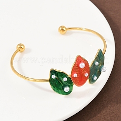 Браслеты-манжеты из нержавеющей стали 304 с эмалью для женщин&nbsp;LS-BJEW-A049-02A-G