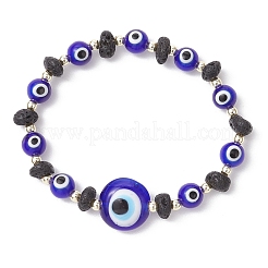 Браслеты из натуральной лавы и бусин ручной работы в технике лэмпворк&nbsp;BJEW-JB11984-03