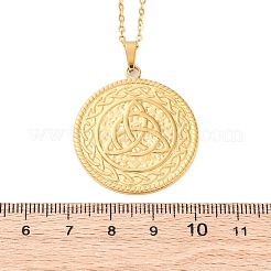 Плоские круглые ожерелья с троичным узлом из нержавеющей стали 304&nbsp;NJEW-H059-03G