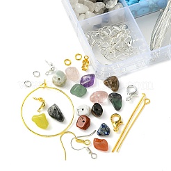 Набор ювелирных украшений из смешанной крошки натуральных и синтетических камней своими руками&nbsp;DIY-FS0005-87