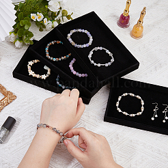 Прямоугольные бархатные подносы для демонстрации ювелирных изделий для колец&nbsp;ODIS-WH0113-14A