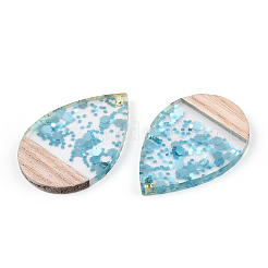 Подвески из прозрачной смолы и белого дерева&nbsp;RESI-N039-56