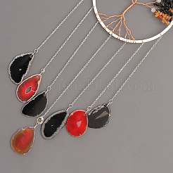 Подвеска в форме дерева жизни из натуральной черной агата&nbsp;HJEW-D302-02