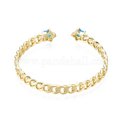 Открытый браслет-манжета со звездой из кубического циркония&nbsp;BJEW-N012-017