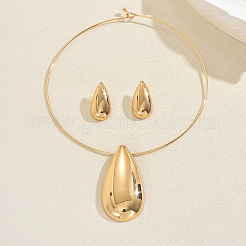 Комплекты из железного колье-капли и серег-гвоздиков для женщин&nbsp;HI1205