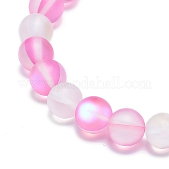 Эластичный браслет из синтетического лунного камня и латунных бусин для женщин&nbsp;BJEW-JB08845