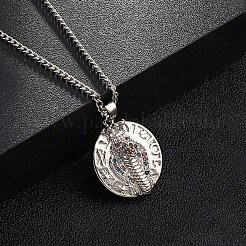 Ожерелья с подвеской из латуни с микропаве и кубическим цирконием&nbsp;NJEW-M211-03B-P