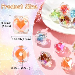 10 шт. двухцветные радужные переливающиеся акриловые бусины с УФ-покрытием&nbsp;TACR-YW0002-33A