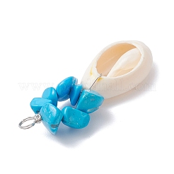 Подвески из натуральной ракушки каури и крашеной синтетической бирюзы&nbsp;PALLOY-JF04440