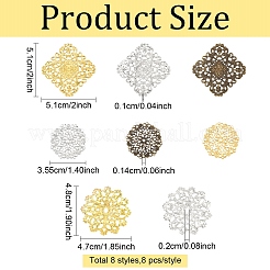 64 шт. 8 стиля железных филигранных соединительных звеньев&nbsp;IFIN-YW0004-09