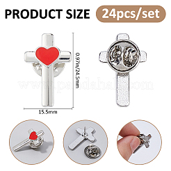 24 шт. крест с сердцем из сплава эмали на лацкан для одежды рюкзака&nbsp;JEWB-FG0001-59P