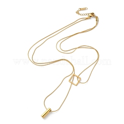 Ожерелья из двухслойной хирургической нержавеющей стали 316 с колоннами и квадратными подвесками&nbsp;LS-NJEW-P324-04G