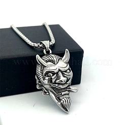 Винтажный панк-кулон в виде коровы и дьявола из нержавеющей стали 304 для мужчин.&nbsp;QK5762