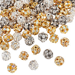 80шт 4 цвета латунные бусины со стразами&nbsp;KK-TA0002-11B