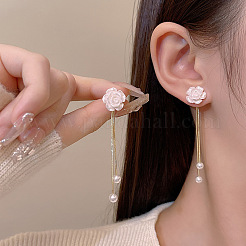 Серьги-гвоздики из розового сплава с кисточками из смолы&nbsp;FS-WG28E3C-01