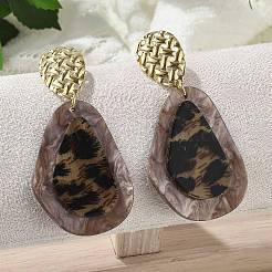 Серьги-гвоздики с леопардовым принтом из нержавеющей стали 304&nbsp;EJEW-Z084-14G-02