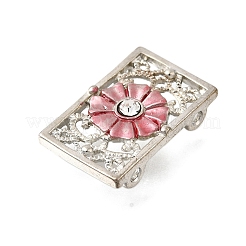 Латунный прямоугольник со стразами и цветочными многорядными звеньями&nbsp;KK-P306-18P