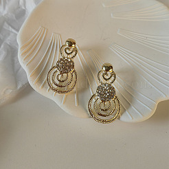 Комплекты из ожерелий и серег-гвоздиков из сплава Vortex с подвесками из кристаллов и страз&nbsp;FS-WG07C5B-01