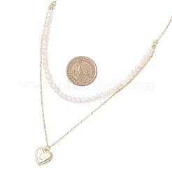 Двухслойное ожерелье из латуни с подвеской в виде сердца и буквы из натурального культивированного пресноводного жемчуга 