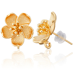 4 пара латунных сережек-гвоздиков&nbsp;KK-BBC0020-02