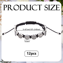 12 шт. браслет из сплава овальной формы с бусинами Святого Бенедикта и крестом&nbsp;BJEW-DC0001-21A