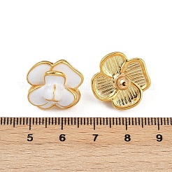 Золотые серьги-гвоздики с эмалью из латуни и цветком&nbsp;EJEW-K308-02G-02