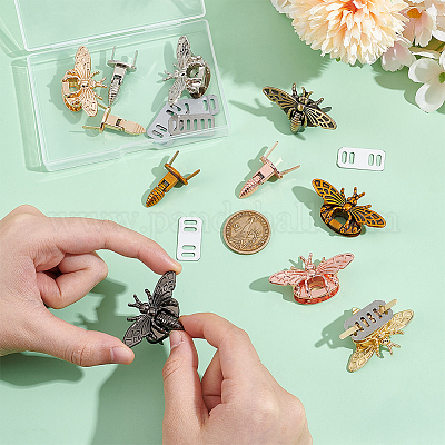 6 шт. 6 стиля застежки-защелки для сумок из цинкового сплава с изображением пчел&nbsp;PURS-UN0001-05-1