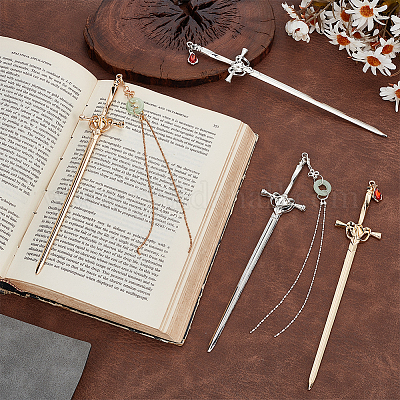 4 шт. 4 стиля сплава палочки для волос фурнитура&nbsp;AJEW-FG0007-35-1