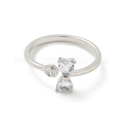 Латунные оправы для колец-манжет с прозрачными кубическими цирконами&nbsp;LS-KK-G518-10P-06-1