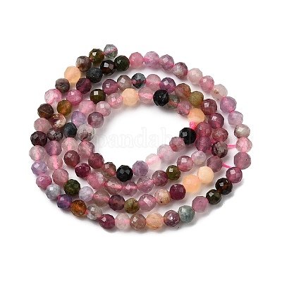 Нити из натуральных разноцветных турмалиновых бусин&nbsp;G-F460-31-1