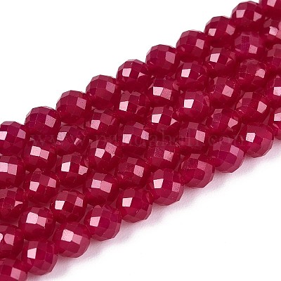 Нити бусин из красного корунда&nbsp;G-E411-40-4mm-1