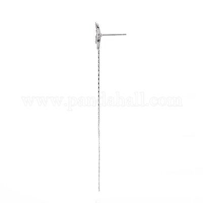 Асимметричные серьги-гвоздики из латуни с микропаве из прозрачного кубического циркония KK-S356-775-1