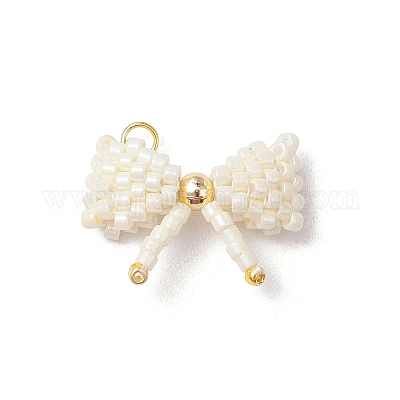 Подвески-бантики из стеклянных бус PALLOY-MZ00564-01-1