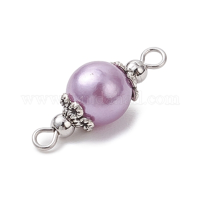 8 шт. 8-цветные акриловые круглые звенья с имитацией жемчуга PALLOY-JF04220-01-1