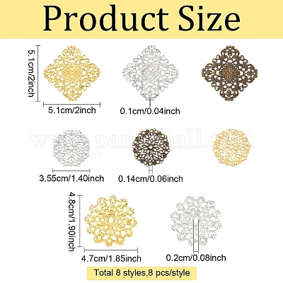 64 шт. 8 стиля железных филигранных соединительных звеньев&nbsp;IFIN-YW0004-09-1