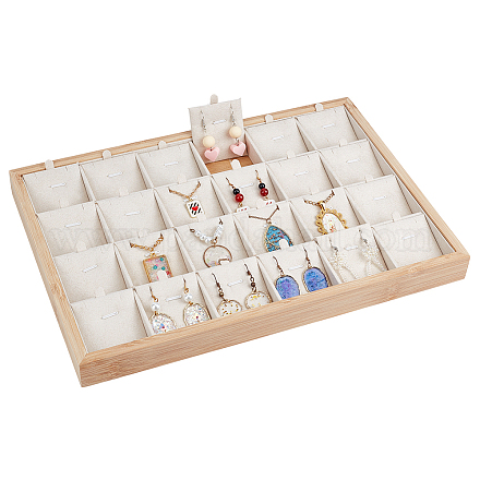 24 сетчатый бамбуковый подвесной дисплей-поднос с демонстрационными карточками из искусственной кожи&nbsp;ODIS-WH0086-091A-03-1