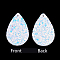 PU Leather Pendants, with Sequins, teardrop, White, 39x25x2mm, Hole: 1.5mm